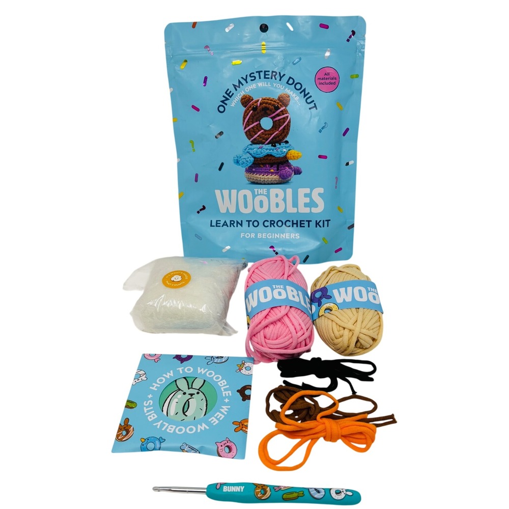 The Woobles Mystery Donut Crochet Kit Beginner Bunny Pink Easy Peasy Brand New